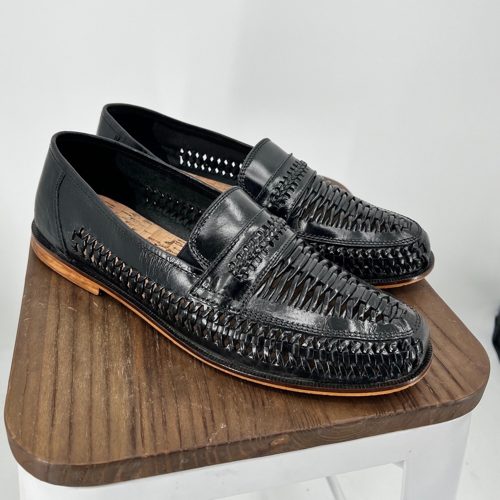 Deer Stags Puebla Black Woven Huarache Loafers Mens Size 12M Dress Shoes